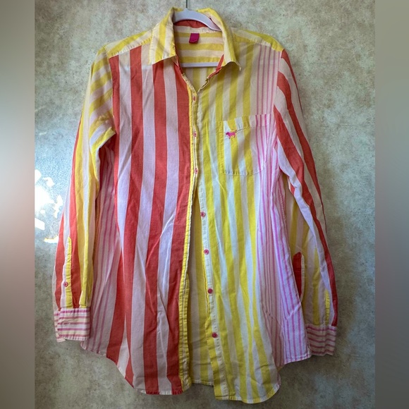 Vintage Pink By Victoria’s Secret Striped Top M - Picture 1 of 4
